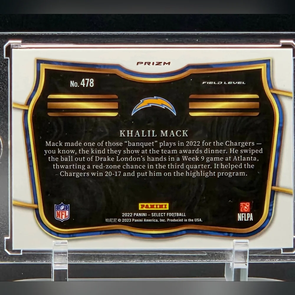 Khalil Mack 2022 Panini Select – Field Level Prizm (Chargers) - Picture 2 of 3
